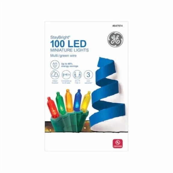 STARLIGHT- Ge Staybright 100-Count 24.7-Ft Multicolor Led Plug-In Christmas String Lights
