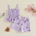 thumbnail image 4 of Baby Girl Summer Short Set Baby Girl Summer Outfit Floral Print Ruffle Smocked Top & Shorts 2-Piece Soft Clothing Set, 4 of 9