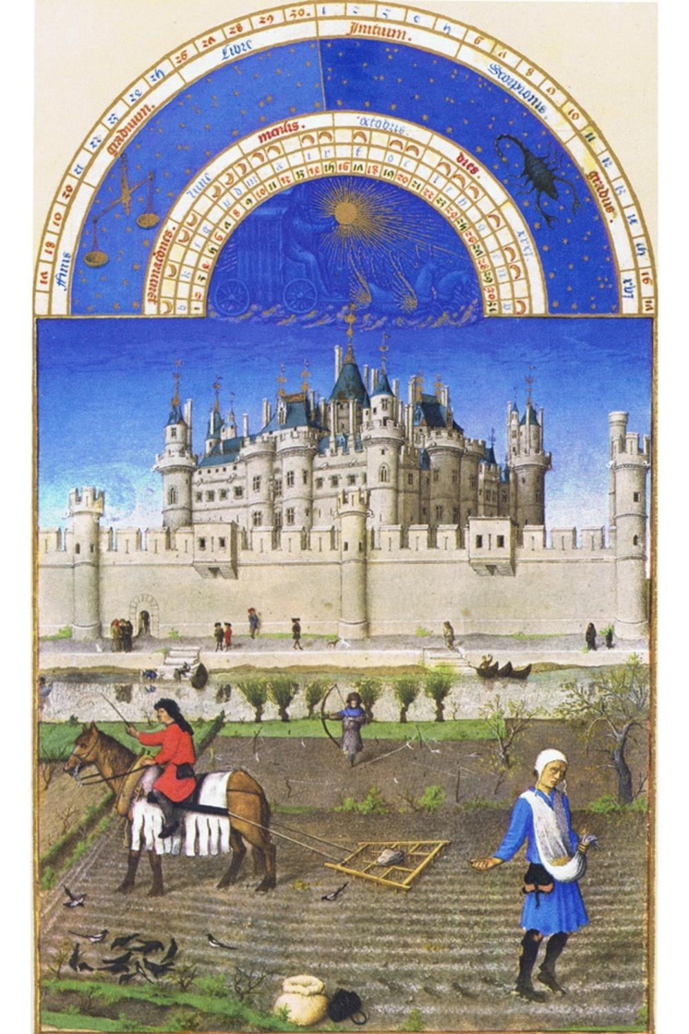 Art.com Le Tres Riches Heures Du Duc De Berry - October Art Print by Paul Herman & Jean Limbourg, 16" x 24"