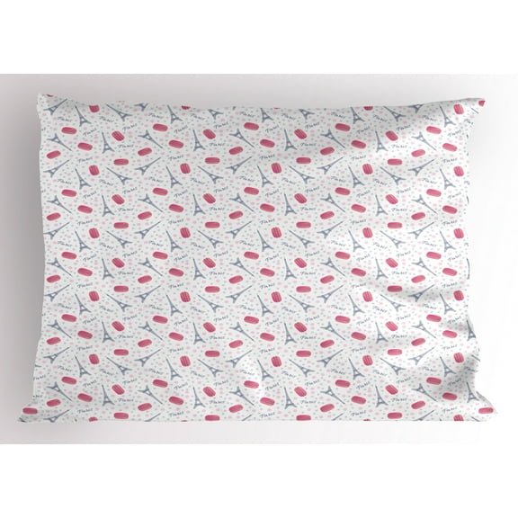 Ambesonne Eiffel Pillow Sham, Tasty Retro Macaroons, 26" X 20", Pink Grey White