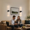 thumbnail image 2 of YANSUN 21.7 in 2-Pack Rechargeable LED Wall Sconce with Remote & Timer, Bubble Acrylic Glass Shade, Matte Black, Modern Minimalist for Living Room, Bedroom, 2 of 10
