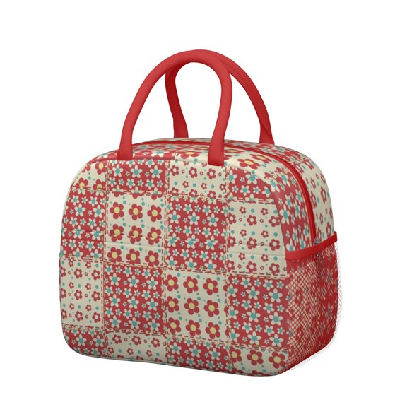 Womens Pioneer Flower Floral Print Pattern Lunch Box for Work,Insulated Lunch Bag for Women,Loncheras Para Mujer,Leakproof Adult Lunch Bag for Work,Beach,Travel,Picnic,Camping