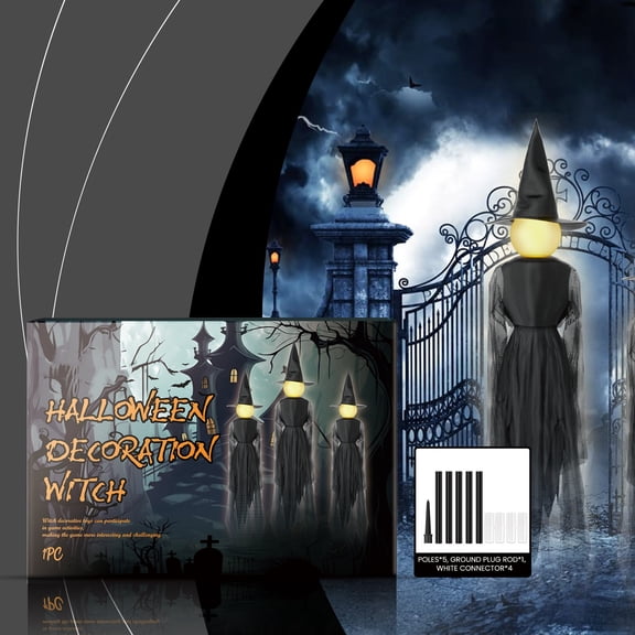 Anvora Halloween Witch Decorations Outdoor, 1pcs Light Up Holding Hands Screaming Witches Sound-Activated Sensor with Stakes, Haunted House Halloween Party Props Scary Decor for Yard Garden