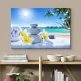 thumbnail image 2 of wall26 Canvas Print Wall Art White Massage Stones on Vibrant Beach Nature Floral Photography Realism Tropical Landscape Colorful Multicolor for Living Room, Bedroom, Office - 32"x48", 2 of 5