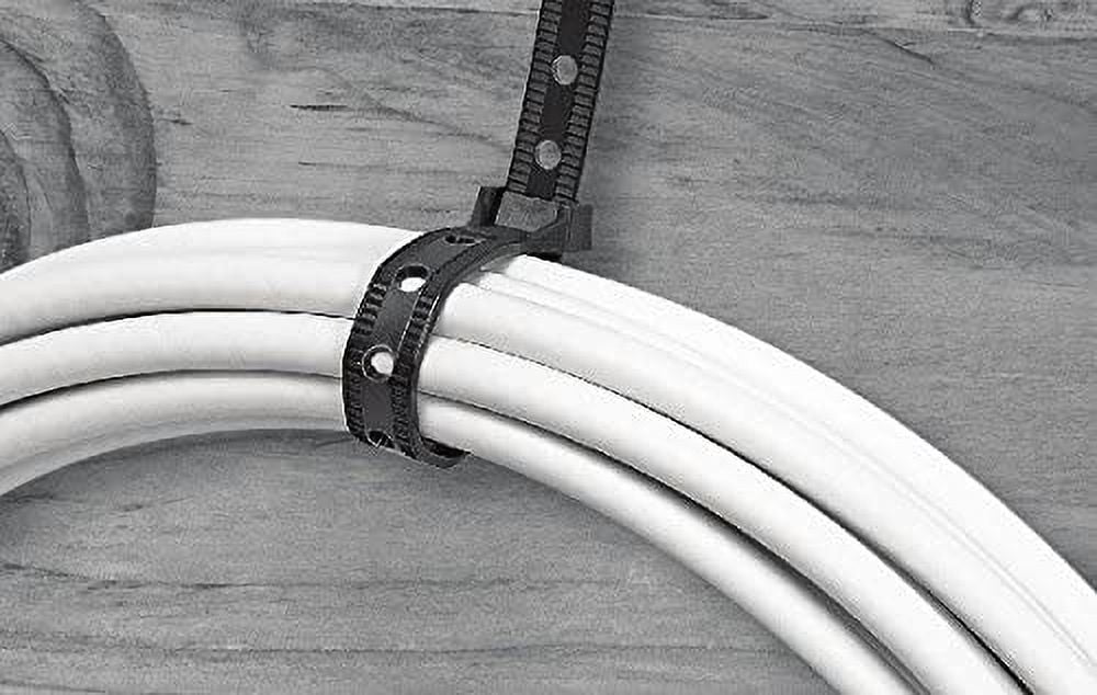 14-Inch Heavy Duty Mountable Cable Ties, 50lb Tensile Strength, Universal Easy Zip, 100 pack, Black