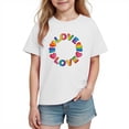 thumbnail image 2 of Girls White Cotton T-Shirt, Kids Love Rainbow Heart Graphic Short Sleeve Tee for Everyday Casual Wear,Size 4 T, 2 of 9