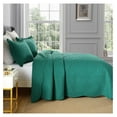 thumbnail image 3 of 3-Piece 100% Cotton Oversized Bedspread Lightweight Quilt Coverlet Embroidery Farmhouse Bedding Set T0 (Emerald, Oversized Queen (100"x106")), 3 of 7