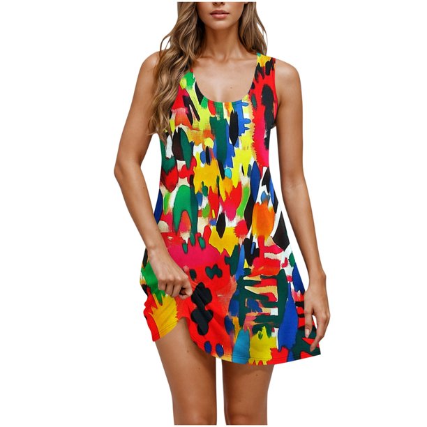 Sexy Vestido Corto Rayado Cuello Redondo Bolsillo Moda Casual, Poliéster Altamente Elástico para Ropa Interior Y Pijamas
