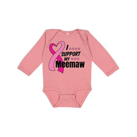 

Inktastic Breast Cancer Awareness I Support My Meemaw with Pink Ribbon Gift Baby Boy or Baby Girl Long Sleeve Bodysuit