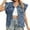Blue, variant on Womens Denim Jacket Jean Jacket Washed Wooden Ear Trim Vest Clothes