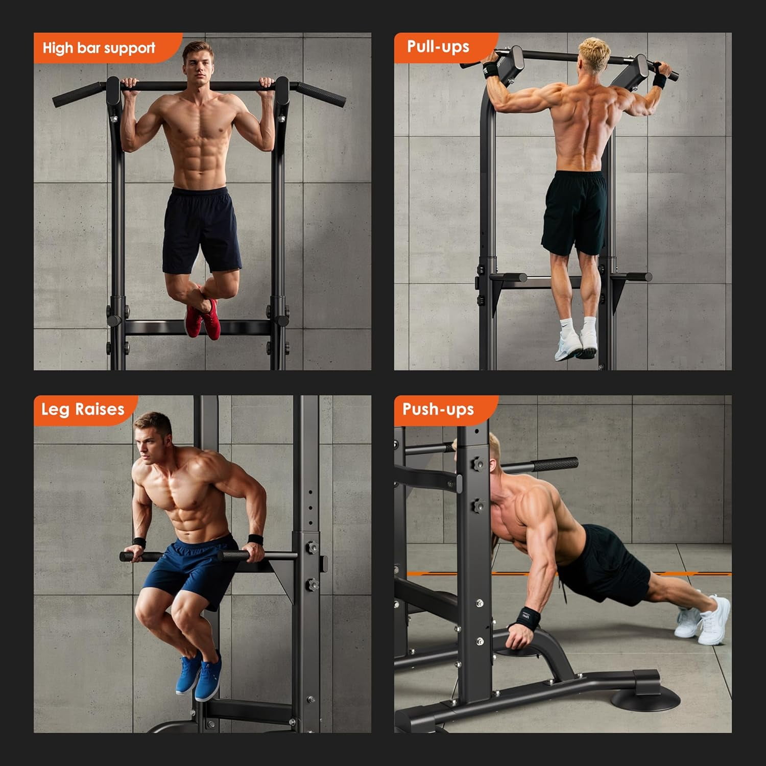 Adjustable Height Dip Station Pull Up Bar for Home Gym Strength Training Workout Equipment