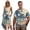 Blue Gold Palm Tree, variant on Couple Matching Outfits Women's Casual Dresses & Men's Hawaiian Shirt for Romantic Date Fashionable Mens Clothes with Soft Fabric Breathable Blue Palm Tree