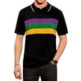 thumbnail image 2 of Mardi Gras Golf Shirts for Men Striped Polo Shirts for Theme Short Sleeve Mardi Gras Shirt Golf Rainbow Pride Tees, 2 of 5