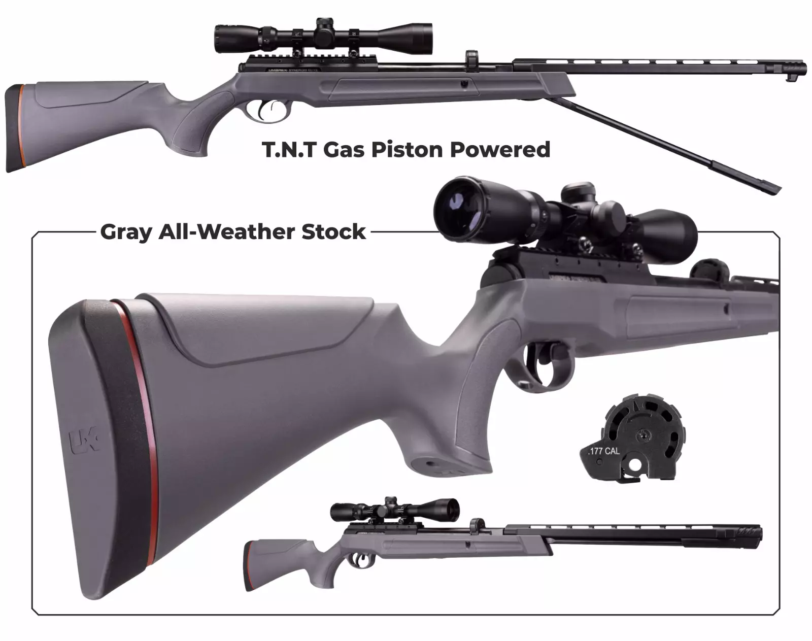 Umarex Synergis Pellet Gun Air Rifle with 3-9x40mm Scope and Rings, 177 Caliber