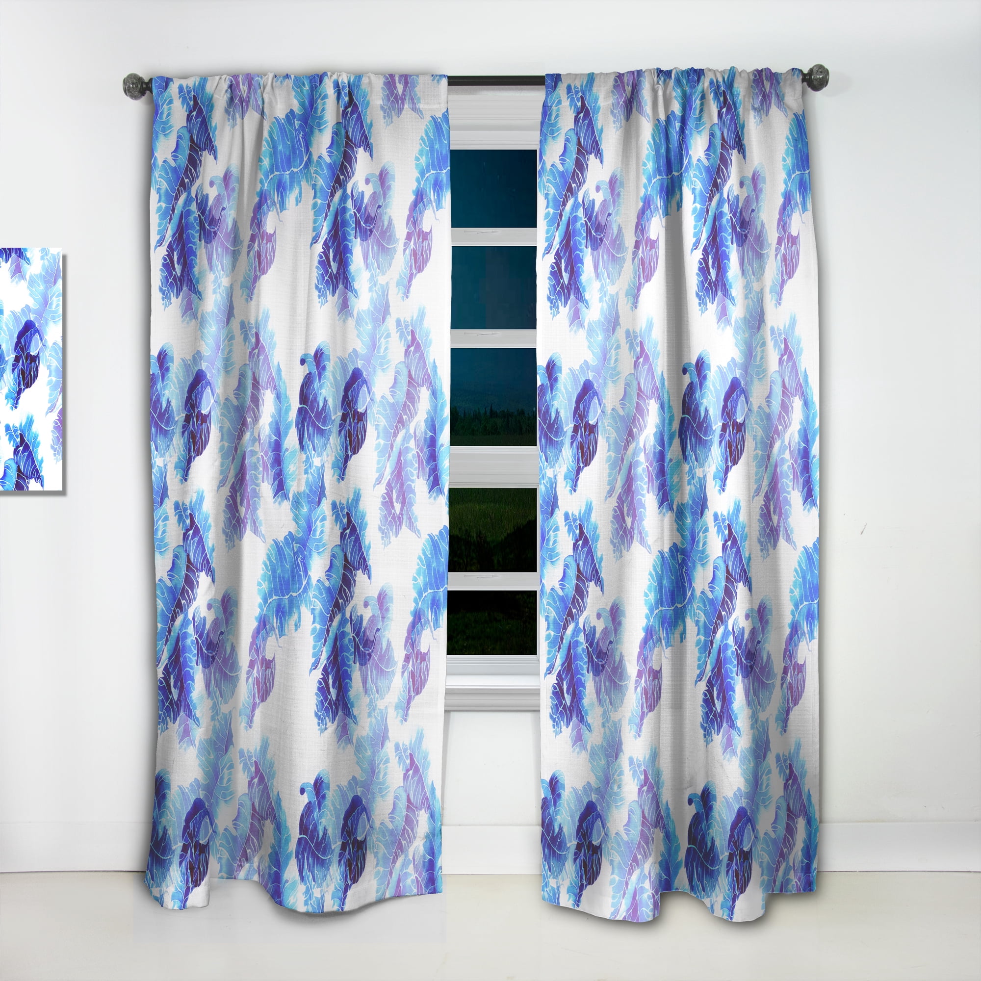 Designart 'Tropical Blue Mood V' Tropical Curtain Panel