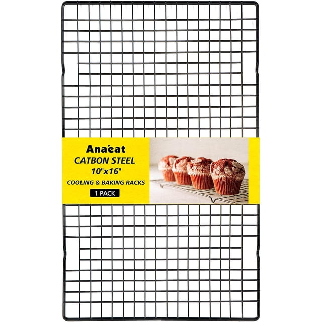Anaeat Extra Thick Cooling Racks - Baking Racks Fit Half Sheet Pan, Non-Stick Kitchen Wire Rack for Cookie, Cake, Bread, Biscuit and Dessert, Heat Resistant for Cooking, Roasting, Grilling (10" X 16")