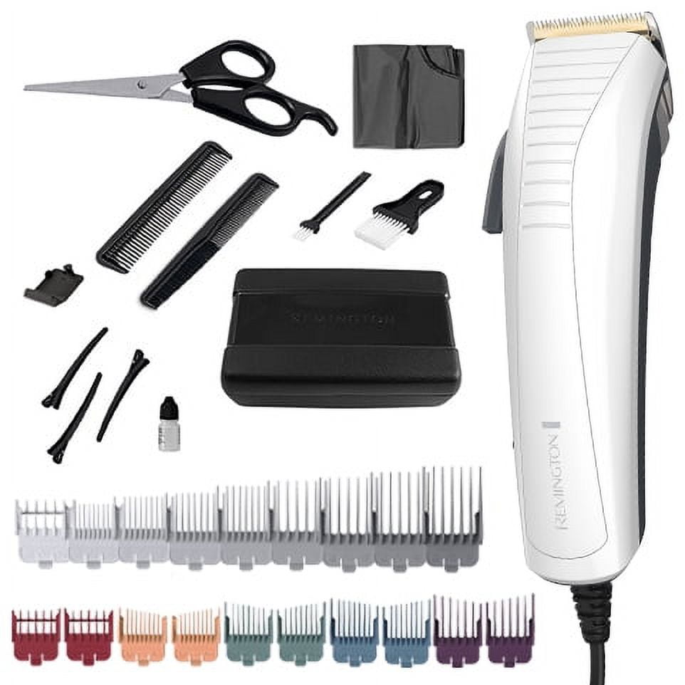 REMINGTON? D.I.Y. Fade Titanium Haircut Kit, 24 Piece Set, Japanese Grade Steel Blades, White