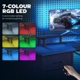 thumbnail image 3 of 79" Gaming Desk with RGB Lights, Large Curved Computer Table with Power Outlets, USB-C, Monitor Stand, Keyboard Tray & 2 Drawers, Black Steel & Particle Board Office Desk, 3 of 7