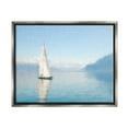thumbnail image 4 of Stupell Blue Ocean Sailboat Sea Reflection Landscape Painting Gray Floater Framed Art Print Wall Art, 4 of 5