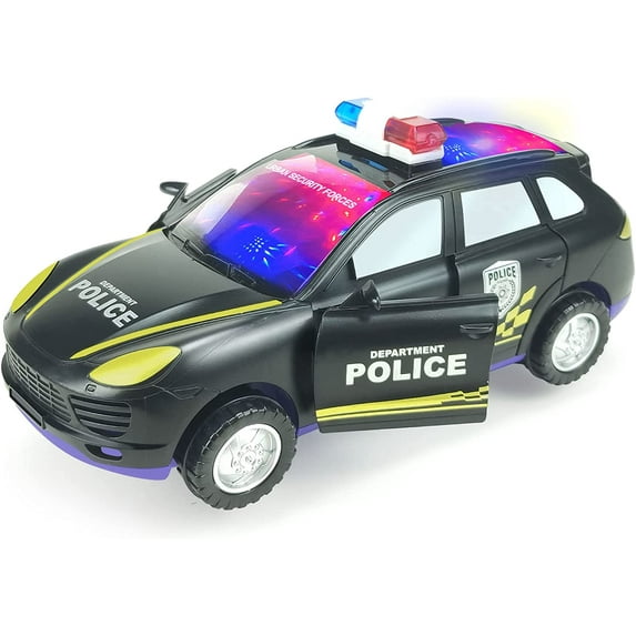 Electric Police Car Toys with LEDs Lights and Siren Sounds for Kids Boys Girls - Police Truck Vehicle Toy, Perfect for Christmas Birthday,Black