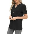 thumbnail image 3 of Aofany Womens Plus Size Tops Casual Solid Color Short Sleeve V-Neck with Button Loose Tops T-Shirt Blouse, 3 of 9