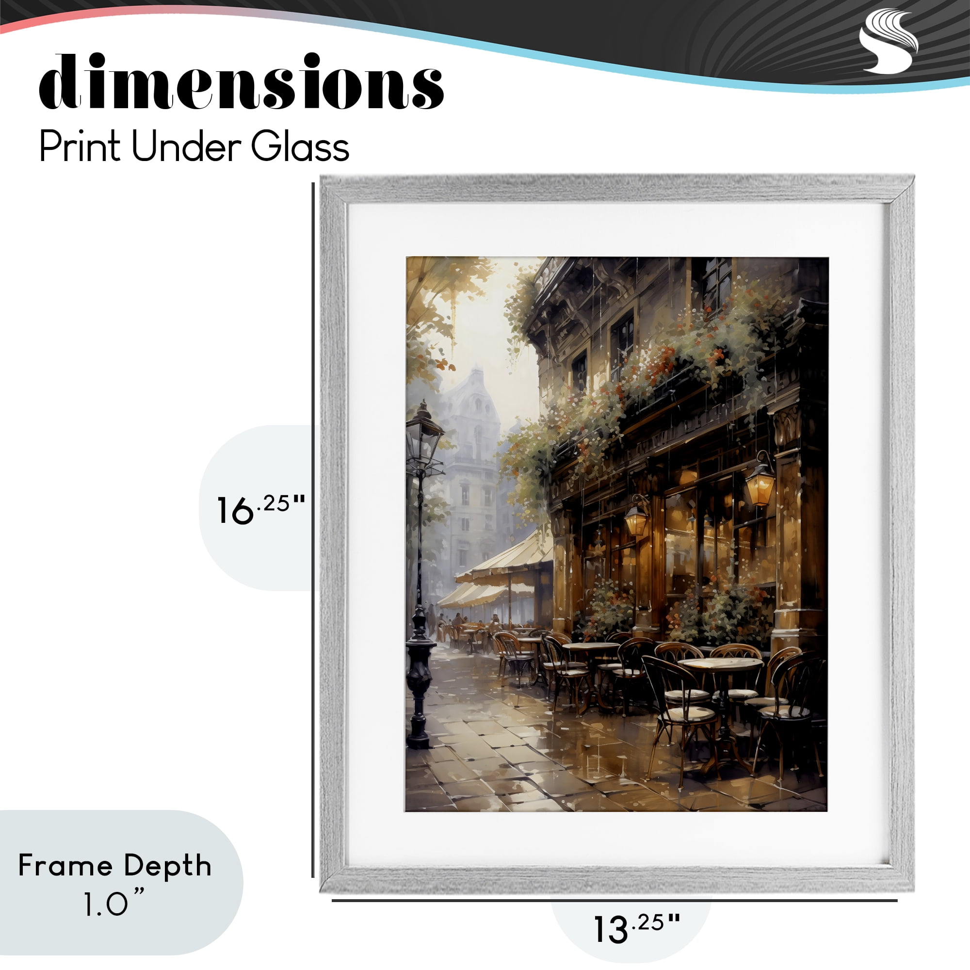 Stupell Industries Paris Street Cafe in Rain Gray Framed Print Under Glass, design by Creative Studio