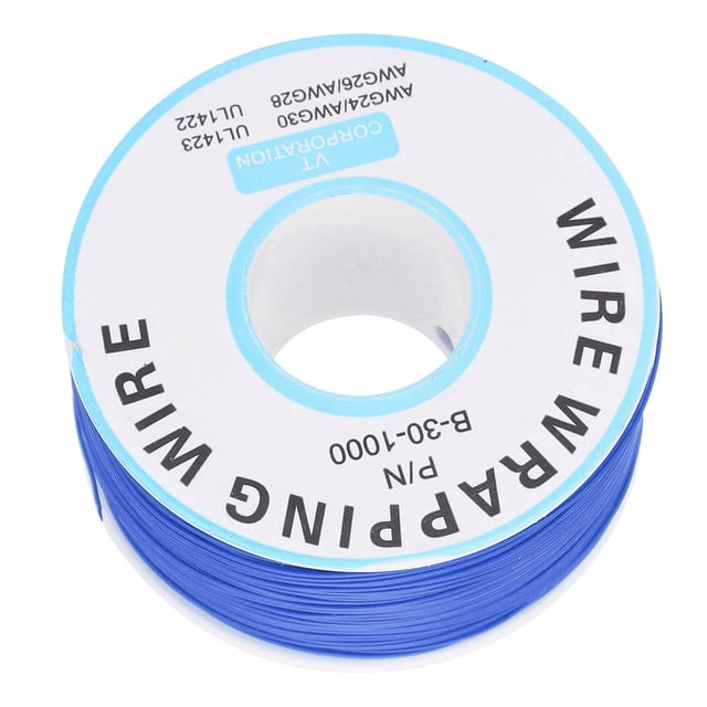 Uadme Alambre de Envoltura - Cable Volador de Placa de Circuito Cable de conexión electrónico de línea de núcleo único de Cobre, soporta una Temperatura Alta de 105 ° C(Azul)