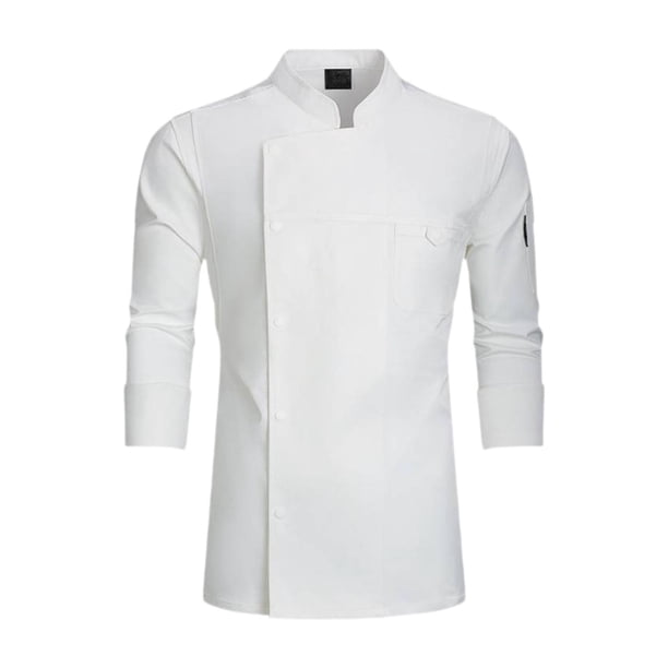 Chaqueta de chef transpirable Jinwen blanca para hombres manga larga