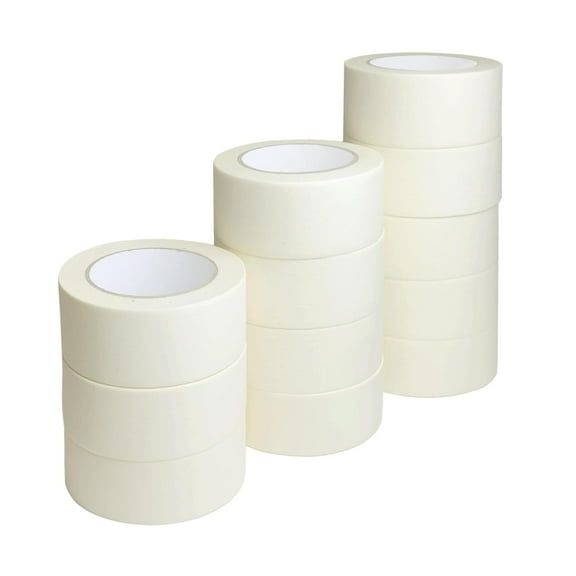 Masking Tape 2 Inch Wide, 12 Pack White Masking Tape for General Purpose Use, 2 Inch x 55 Yards x 12 Rolls, 660 Yards in Total