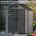 thumbnail image 4 of ZYJOYY Resin Outdoor Storage Shed 6' x 4.4', Plastic Storage Shed with Floor & Window for Backyard, Garden Tools, Lawn Mower & Outdoor Storage, Cement Gray, 4 of 10