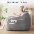 thumbnail image 4 of GOODONE Giant Bean Bag Chair with Pillow,Bean Bag Couch Stuffed High-Density Foam, Plush Lazy Sofa Comfy Chair,Large BeanBag Chair for Adults in Livingroom,Bedroom,Grey, 4 of 8