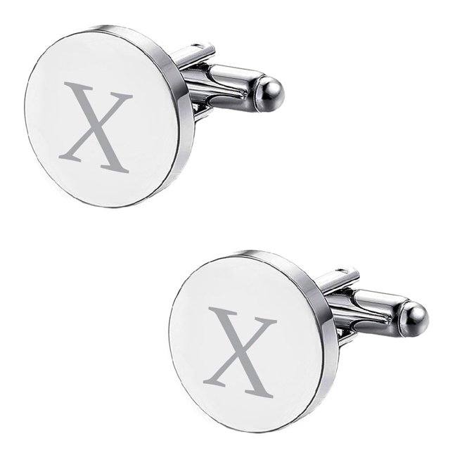 BodyJ4You 2PC Cufflinks Engraved Personalized Initials Letter X Formal Button Shirt Gift Box Set