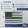 thumbnail image 2 of Thin Green Line Flag Stickers - 3 x 5 inches - Federal Law Enforcement & Military Flag USA Sticker Decal Reverse for Car Window Hard Hat Laptop Mailbox American Flag Stickers Bumper Sticker (6 Pack), 2 of 7