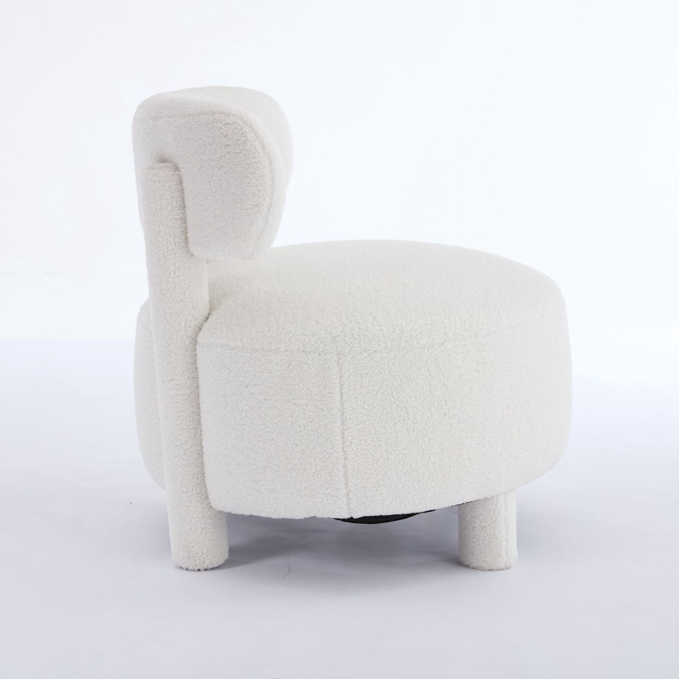 Noble House Dorell Teddy Upholstered Dining Chair, Wooden Frame Reading Side Chair with Curved Backrest, White