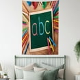thumbnail image 4 of Crayon Tapestry, School Themed Photo with ABC Lettering on Chalkboard with Painting Crafts Print, Wall Hanging for Bedroom Living Room Dorm Decor, 60W X 80L Inches, Multicolor, by Ambesonne, 4 of 5