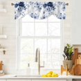 thumbnail image 3 of Blue Floral Art Tie Up Valance Curtains for Windows, Kitchen Curtains Window Treatments, Watercolor Botanical Spring Flowers Short Window Shades Valances for Bedroom Bathroom Cafe 54"x18", 3 of 8