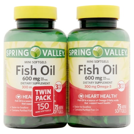 Spring Valley Fish Oil Mini Soft gels, 600mg, 75ct