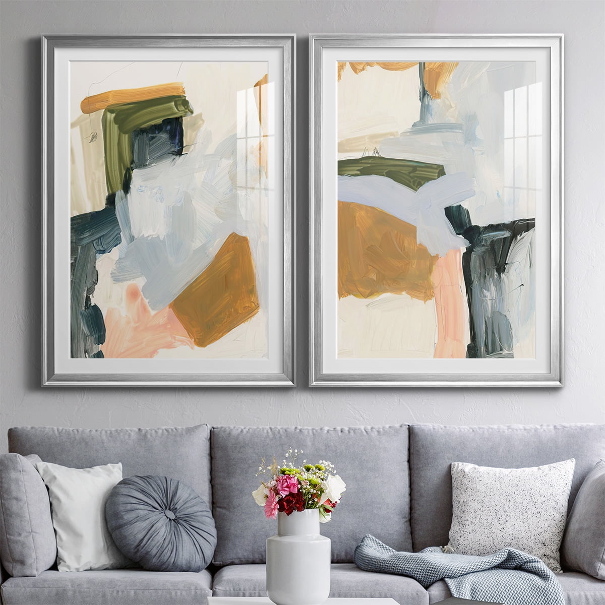 Wexford Home Palette Meld I Premium Framed Print, 18.5" x 24.5" - Ready to Hang, Silver (Set of 2)