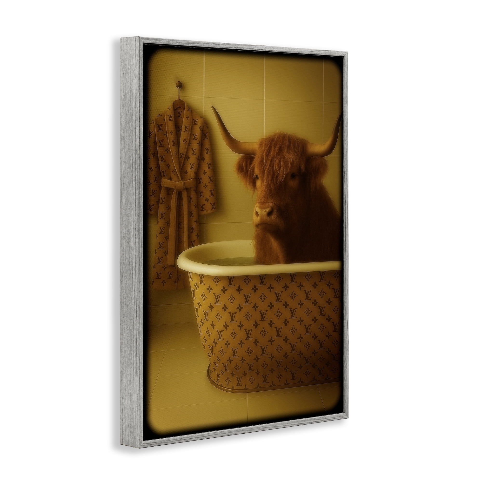 Stupell Industries Couture Highland in Luxury Tub Gray Framed Giclee Art, design by Grotto Studios