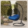 thumbnail image 4 of LeisureMod Hanging Swing Chair Two-Person Seater Egg Chair Black Frame in Teardrop Design with Armrest Removable Zippered Washable Polyester Cushion Cover for Indoor and Patio Recluse Collection, 4 of 11