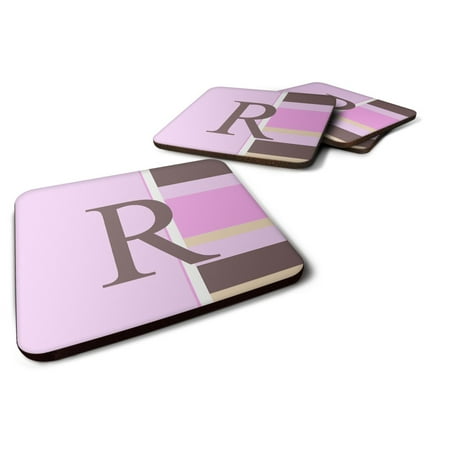 

Carolines Treasures CJ1005-RFC Letter R Initial Monogram - Pink Stripes Foam Coaster Set of 4 3 1/2 x 3 1/2 multicolor