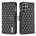thumbnail image 1 of For Samsung Galaxy S23 Ultra 5G Diamond Lattice Zipper Wallet Leather Flip Phone Case, 1 of 4