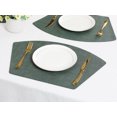 thumbnail image 6 of REGALWOVEN Set of 6 Faux Leather Placemats for Kitchen Dining Table Decor Washable Heat Resistant Table Placemats Wipeable Table Mat Green 19*12in, 6 of 7