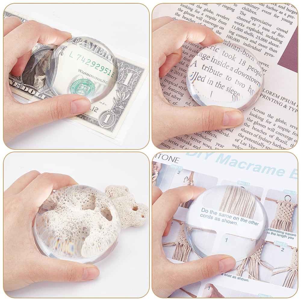 2 Pcs 2 Styles Dome Magnifier Paperweight Glass Magnifying Half Ball Lens for Home Office Dispalay Decorations Reading 57x26mm/77x36mm diy