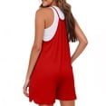 thumbnail image 3 of Tsesme Sleeveless Romper Shorts for Women Spaghetti Strap Shorts Jumpsuit Pleated Front Casual Overall Shorts with Pockets,Red,XL, 3 of 8