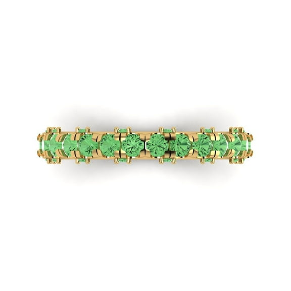 3.13 ctw Wedding Band for Women - 18K Yellow Gold Simulated Green Diamond Stackable Eternity Ring