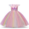 thumbnail image 1 of HAWEE Robe Licorne pour Filles Costume Licorne Concours Princesse Robe de Fête Longue Robe de Mariée pour Filles 3-12 Ans, 1 of 5