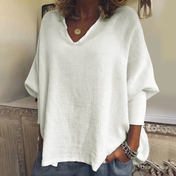 Tops Henley,Blusa de lino y algodón sin mangas con cuello en V para mujer, top informal liso, tejido suave y ligero, ideal para primavera y verano, sopatenor
