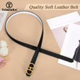 thumbnail image 3 of Women Reversible Leather Belt for Jeans Pants Fashion Ladies Belt with Gold Buckle, 3 of 9