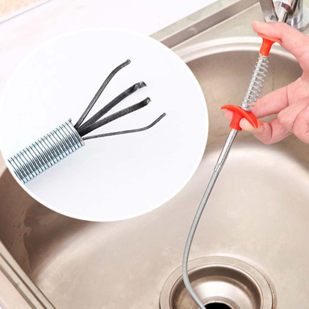 60cm Spring Pipe Dredging Tools, Drain Snake, Drain Cleaner Sticks Clog  Remover Cleaning Household for KitchenBending sink tool